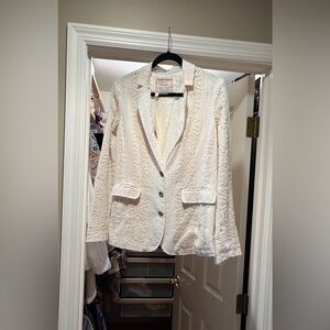 Anthropologie Cartonnier Ivory Patterned Blazer